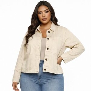 Studio Park Utility Jacket Womens XL Cream NWOT